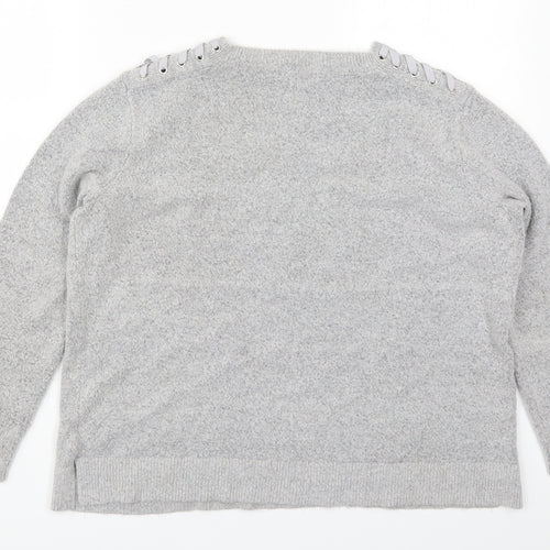 Marks and Spencer Womens Grey Round Neck  Acrylic Pullover Jumper Size 14