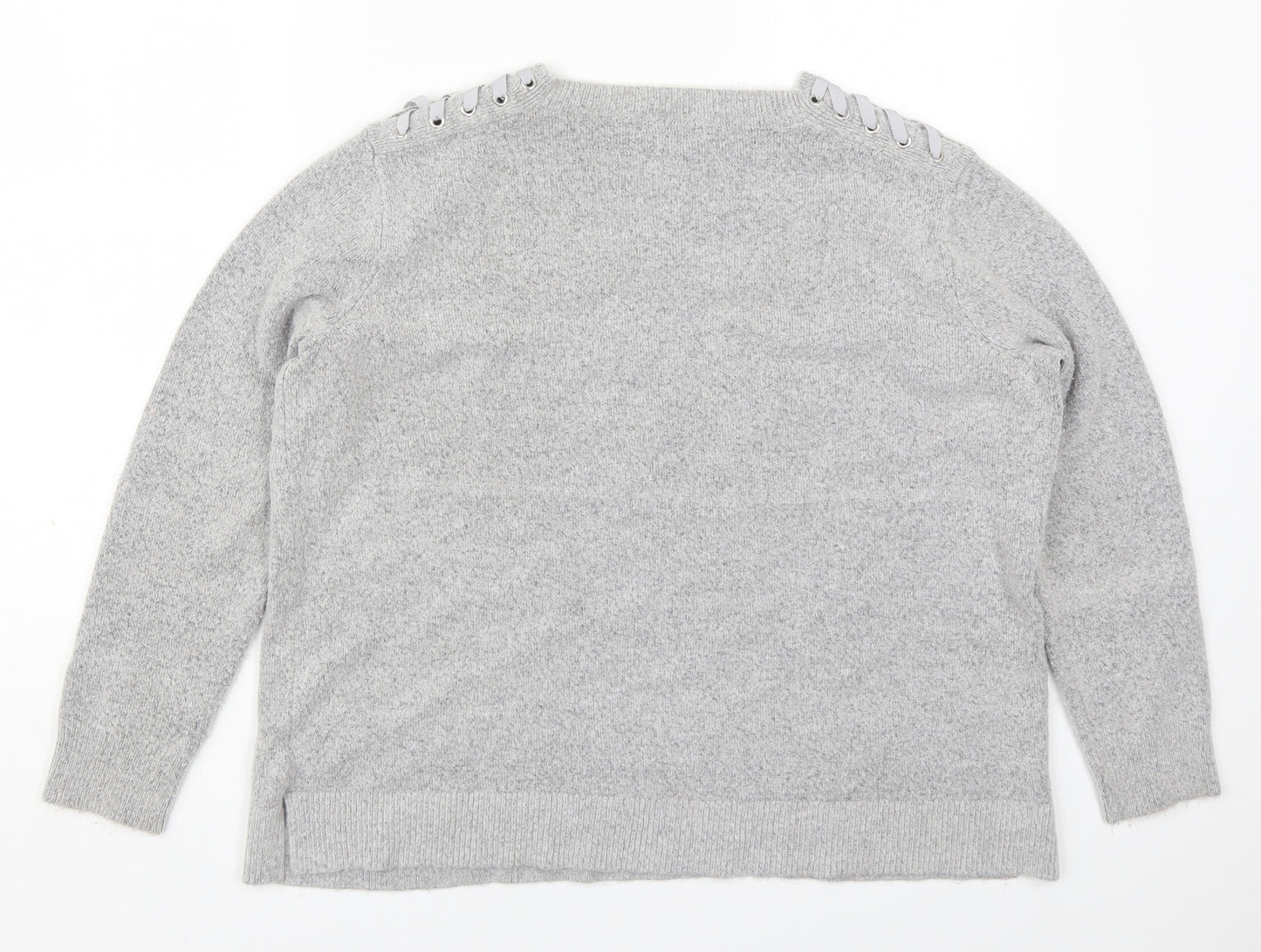 Marks and Spencer Womens Grey Round Neck  Acrylic Pullover Jumper Size 14