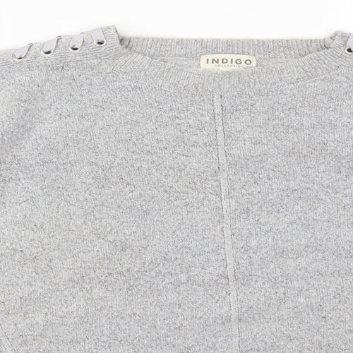 Marks and Spencer Womens Grey Round Neck  Acrylic Pullover Jumper Size 14