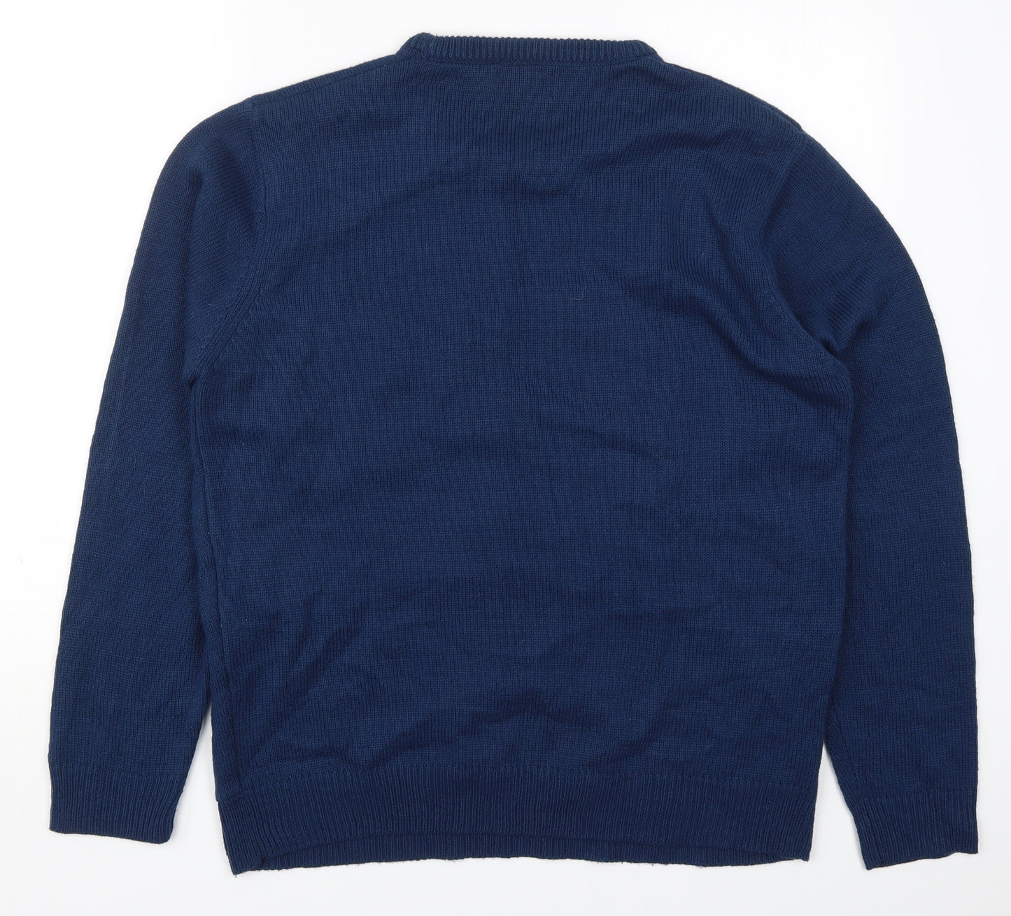 TU Mens Blue Round Neck  Acrylic Pullover Jumper Size L   - A Very Merry Christmas