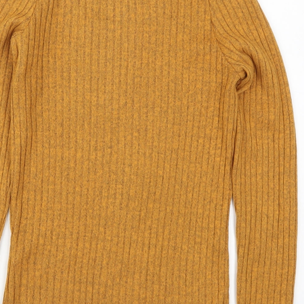 Primark Womens Yellow  Polyester Basic T-Shirt Size 6 Round Neck - Mustard Yellow