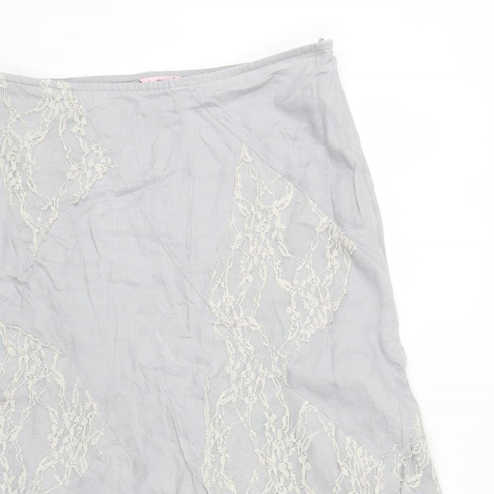 Per Una Womens Grey  Viscose A-Line Skirt Size 14   Zip