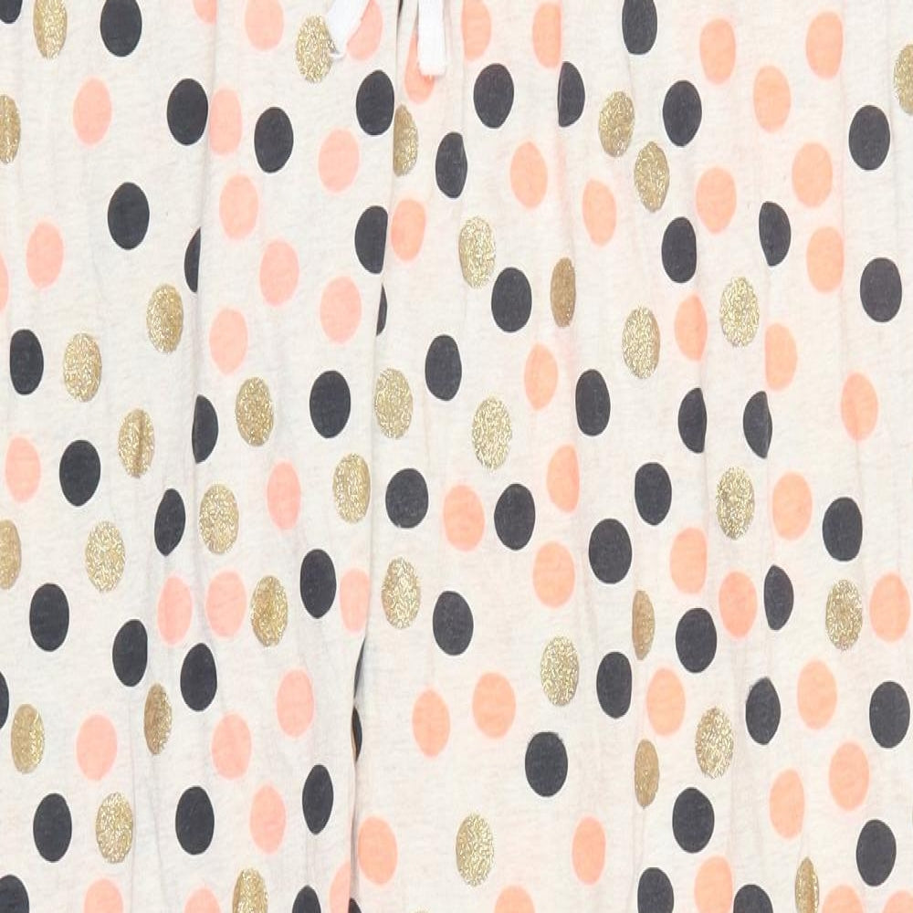 Primark Womens Multicoloured Polka Dot Cotton Trousers  Size 12 L30 in Regular Drawstring - Pyjama Pants