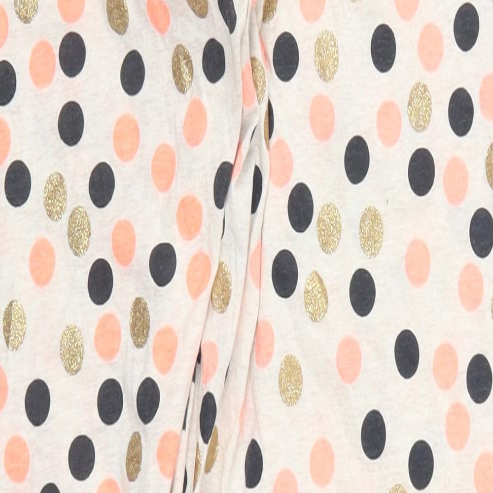 Primark Womens Multicoloured Polka Dot Cotton Trousers  Size 12 L30 in Regular Drawstring - Pyjama Pants