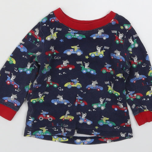 George Boys Blue Solid Cotton Cami Pyjama Top Size 6-9 Months  Pullover - Racecars