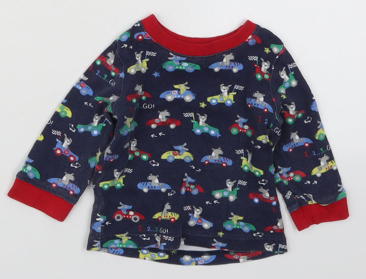 George Boys Blue Solid Cotton Cami Pyjama Top Size 6-9 Months  Pullover - Racecars