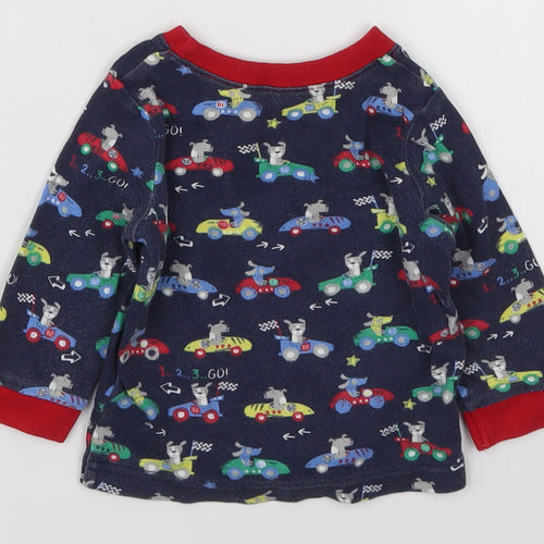 George Boys Blue Solid Cotton Cami Pyjama Top Size 6-9 Months  Pullover - Racecars