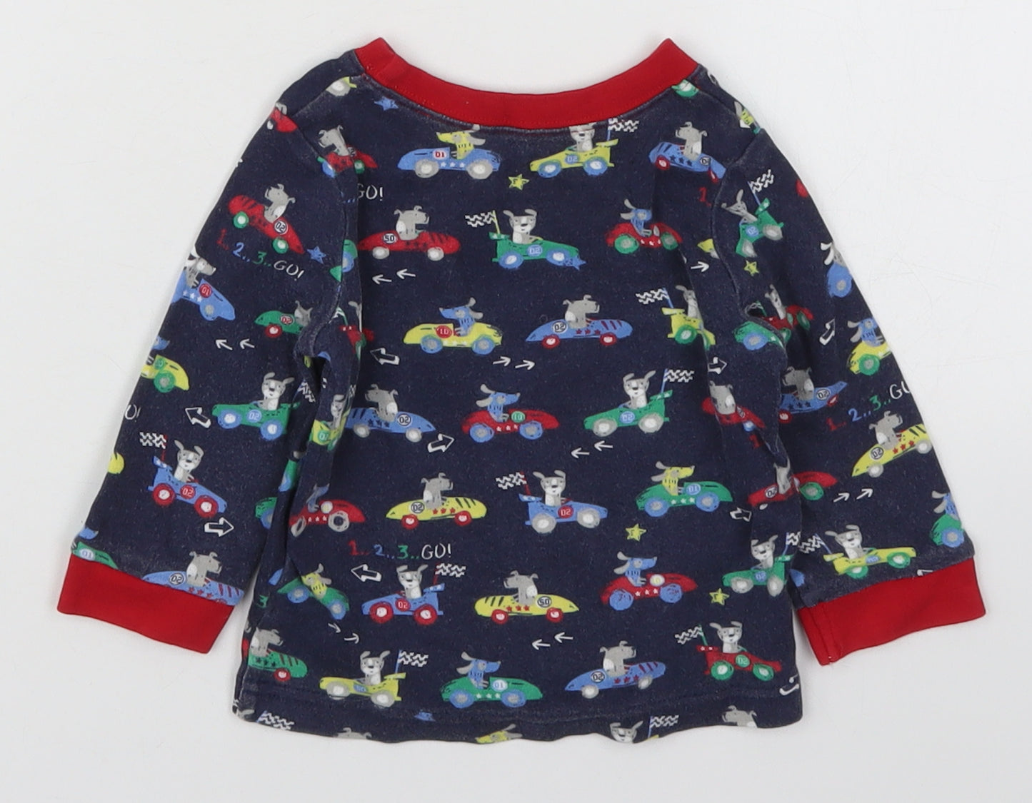 George Boys Blue Solid Cotton Cami Pyjama Top Size 6-9 Months  Pullover - Racecars