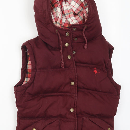 Jack Wills Womens Red   Gilet Coat Size 8  Button