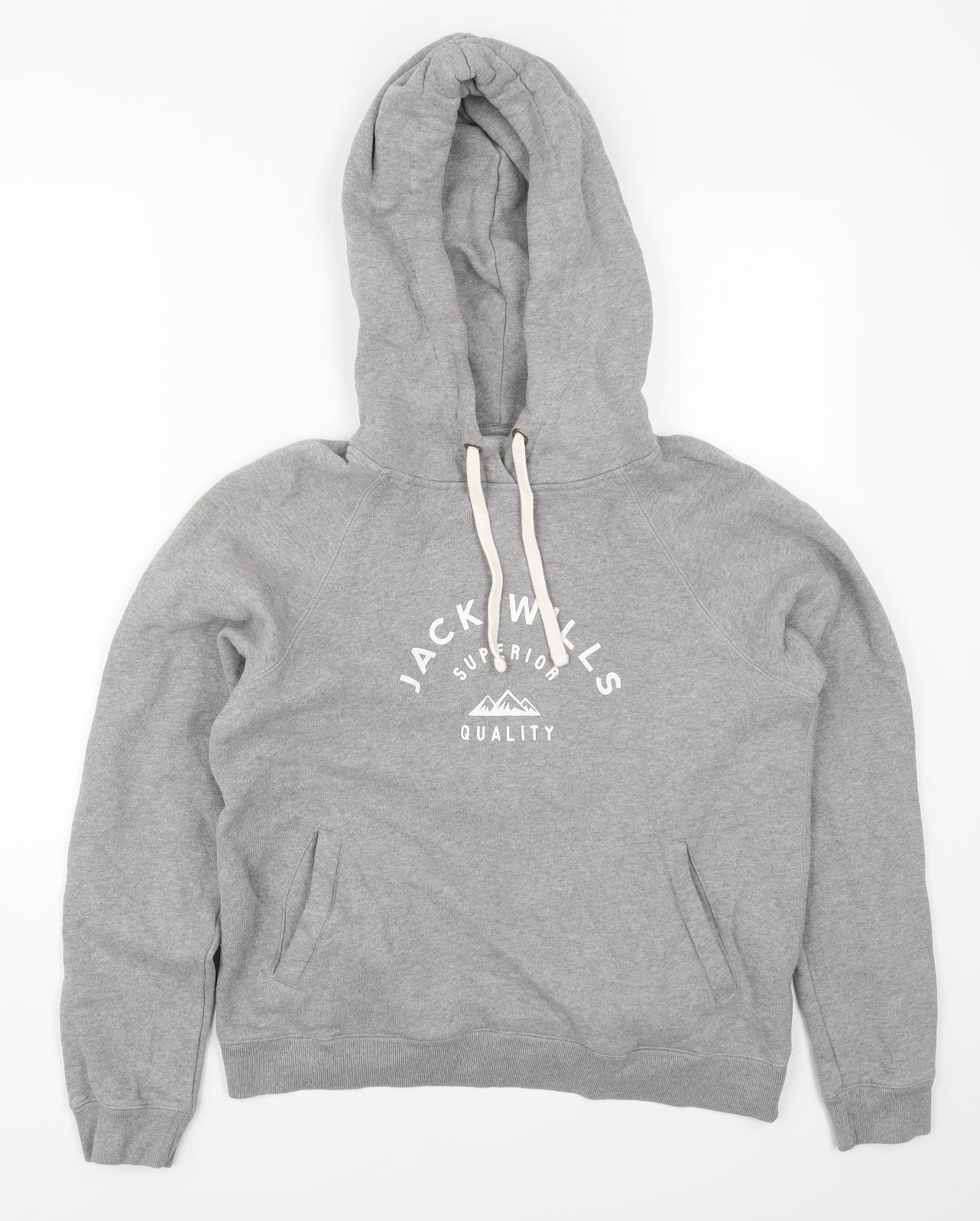 Jack Wills Womens Grey  Cotton Pullover Hoodie Size 12  Pullover