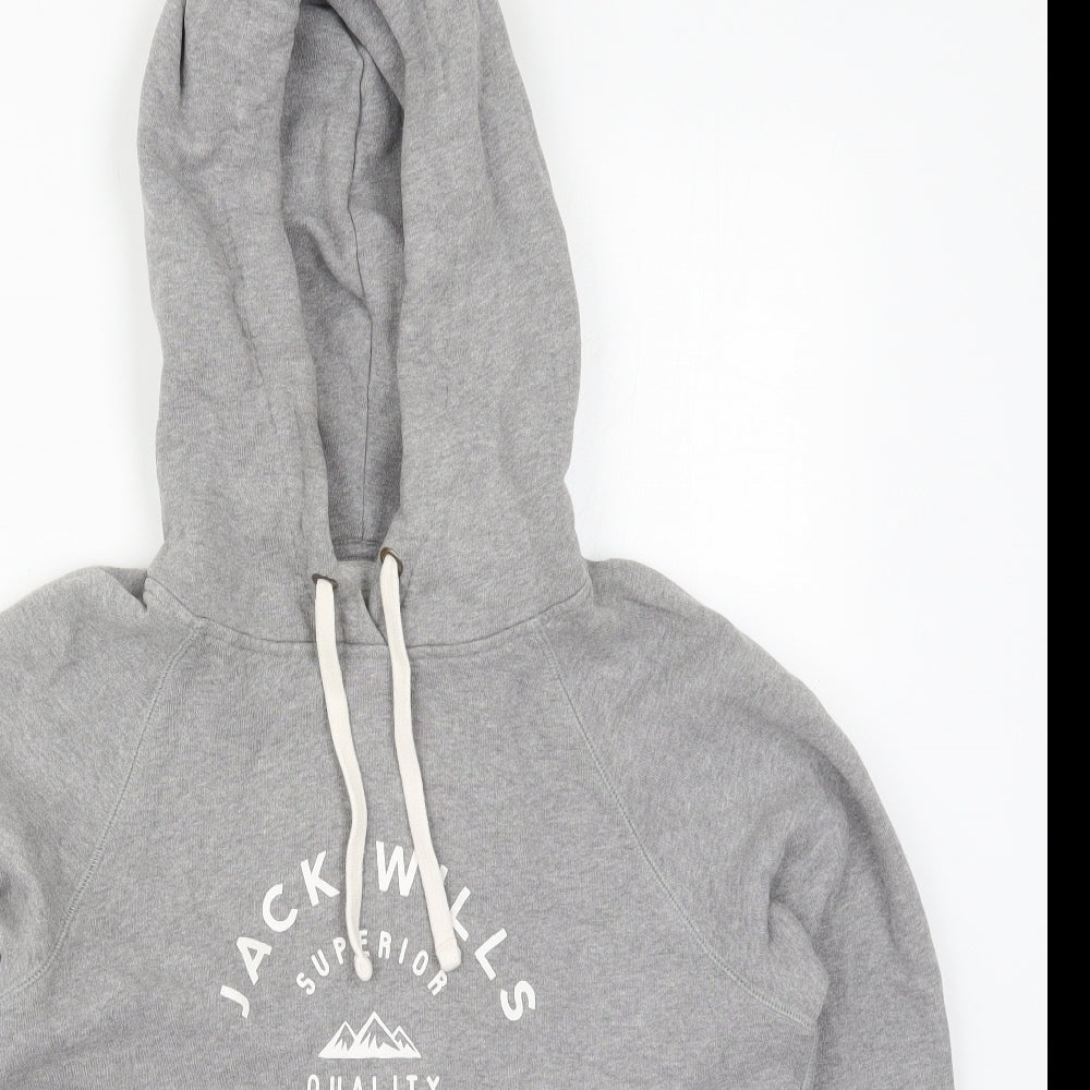 Jack Wills Womens Grey  Cotton Pullover Hoodie Size 12  Pullover