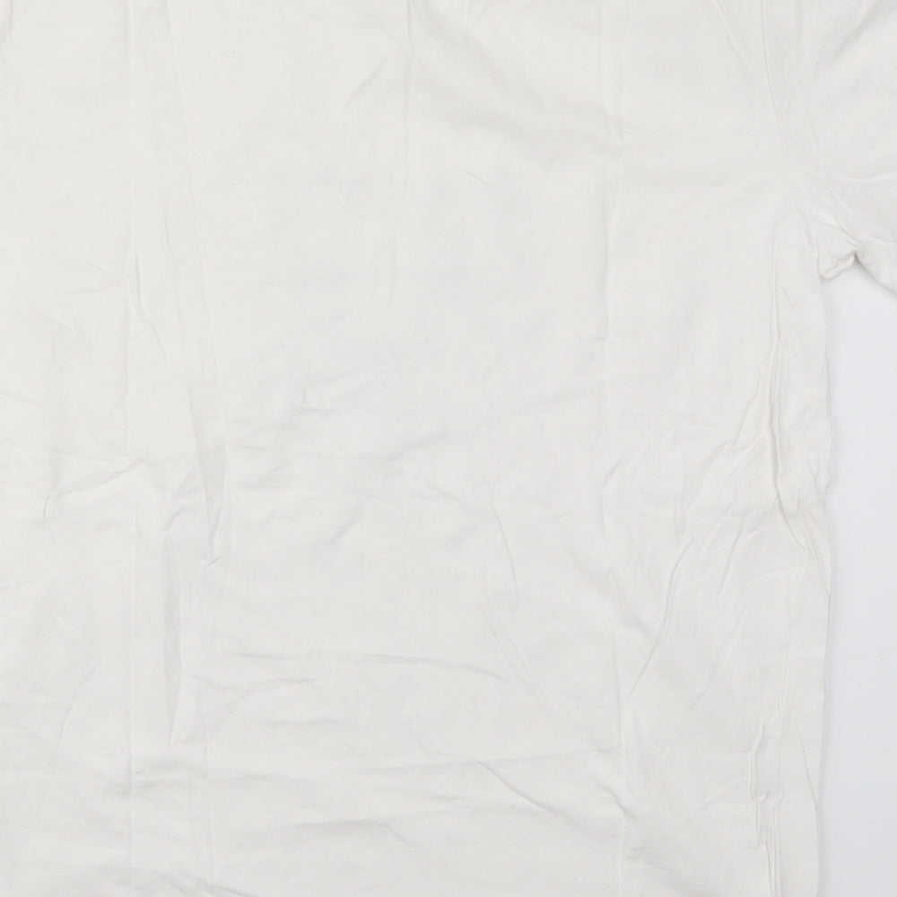 Stella Stanley Mens White  Cotton  T-Shirt Size L Crew Neck  - Bear