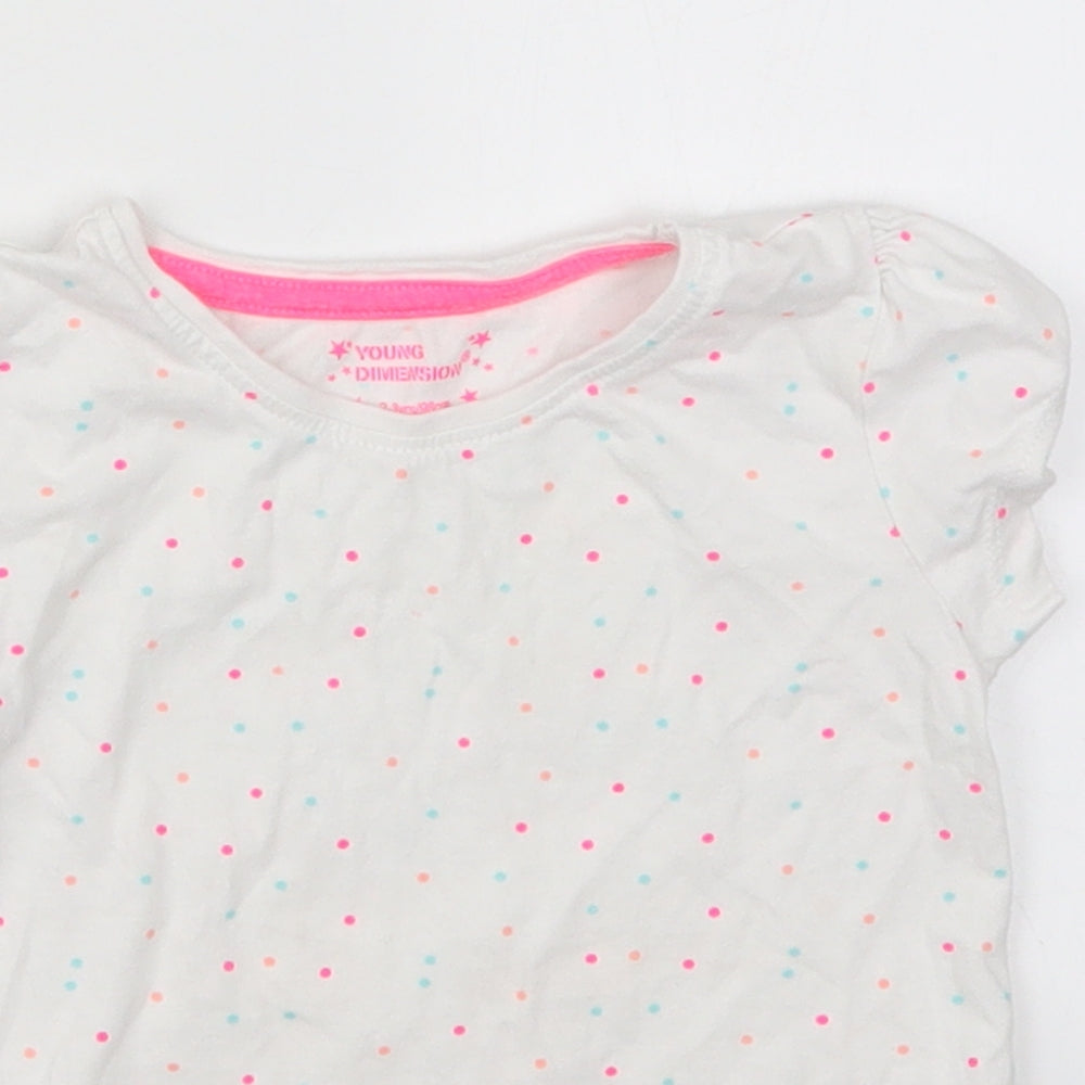 Primark Girls Multicoloured Polka Dot Cotton Basic T-Shirt Size 2-3 Years Crew Neck Pullover
