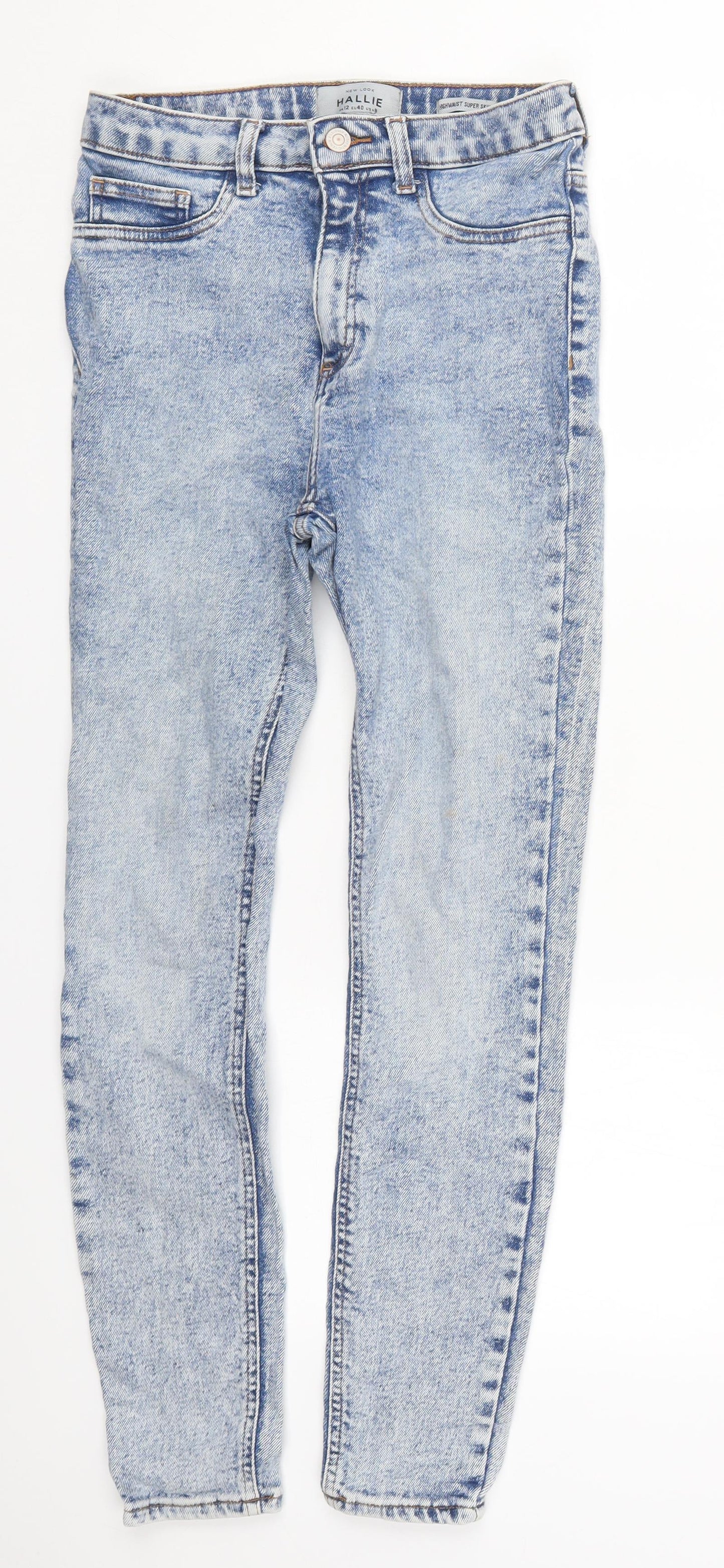 New Look Womens Blue  Cotton Skinny Jeans Size 12 L27 in Regular Button