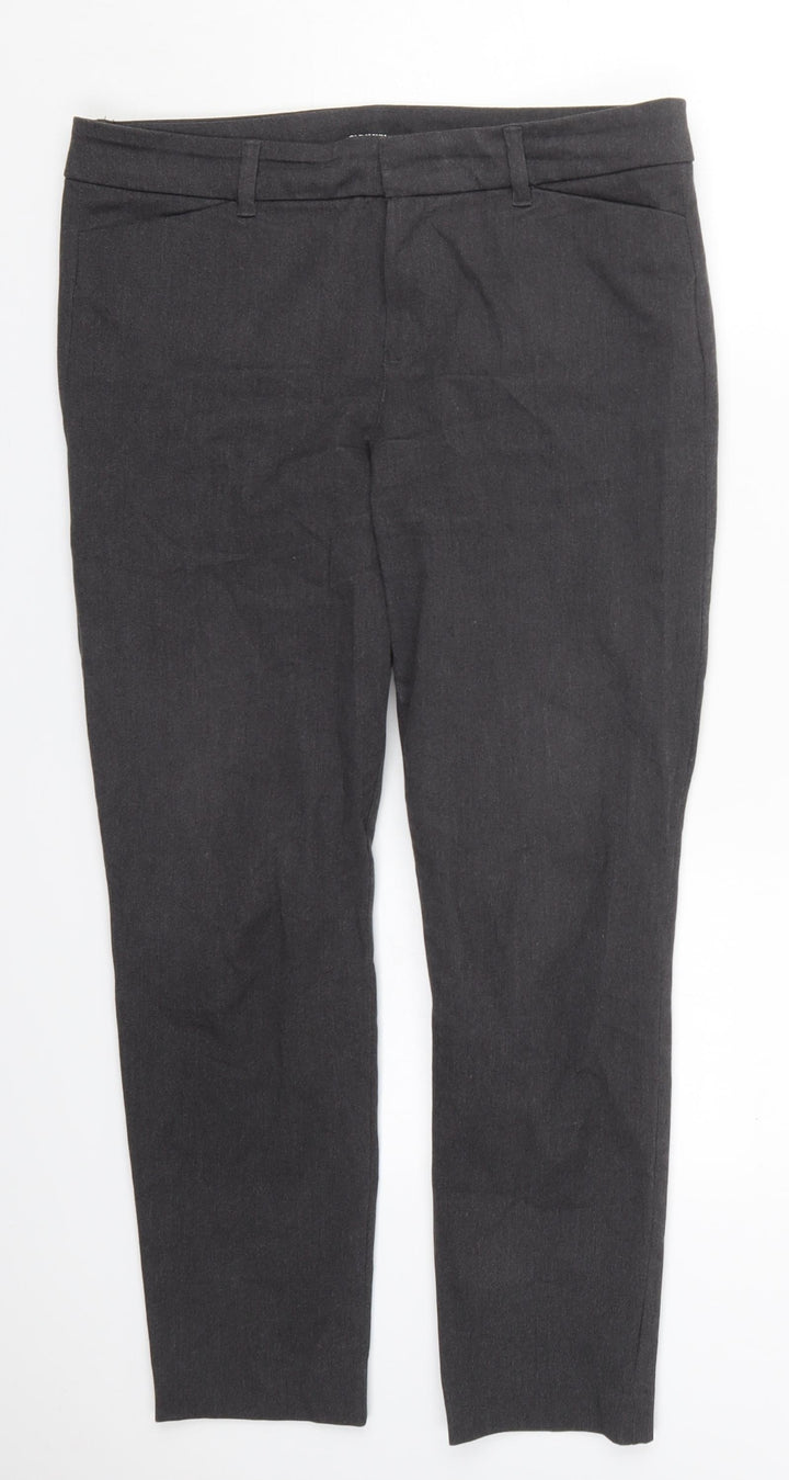 Old Navy Womens Grey Cotton Trousers Size 10 L26 in Regular Hook & Eye