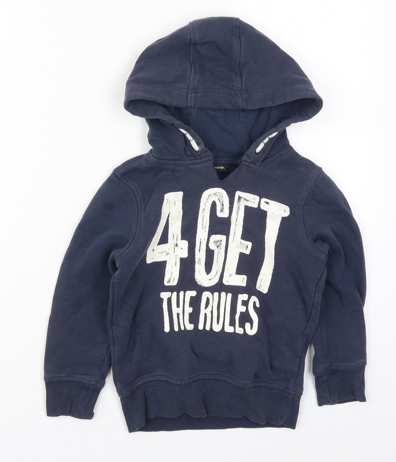 George Boys Blue  Cotton Pullover Hoodie Size 4-5 Years  Pullover - 4Get The Rules