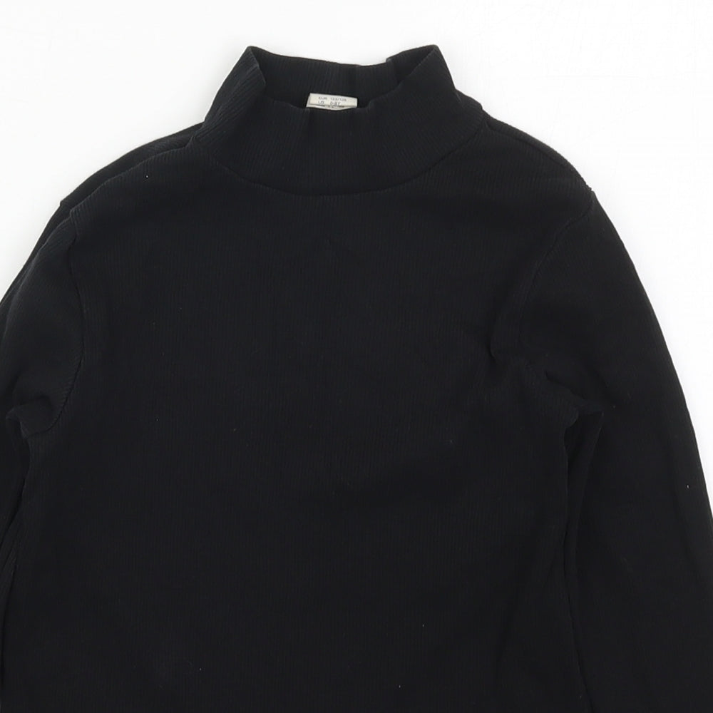H&M Boys Black  Cotton Basic T-Shirt Size 7-8 Years High Neck Pullover