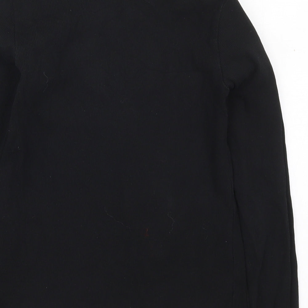 H&M Boys Black  Cotton Basic T-Shirt Size 7-8 Years High Neck Pullover