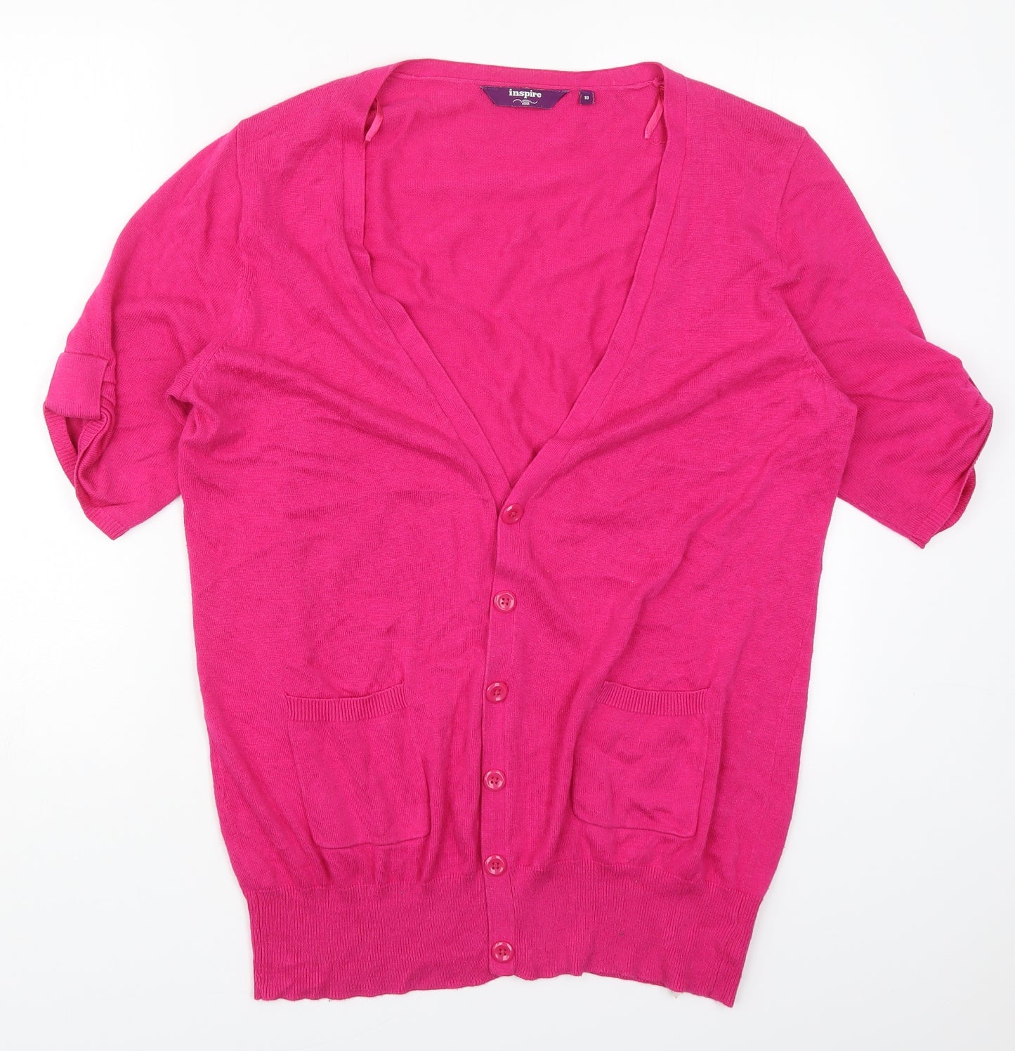 New Look Womens Pink V-Neck  Cotton Cardigan Jumper Size 18