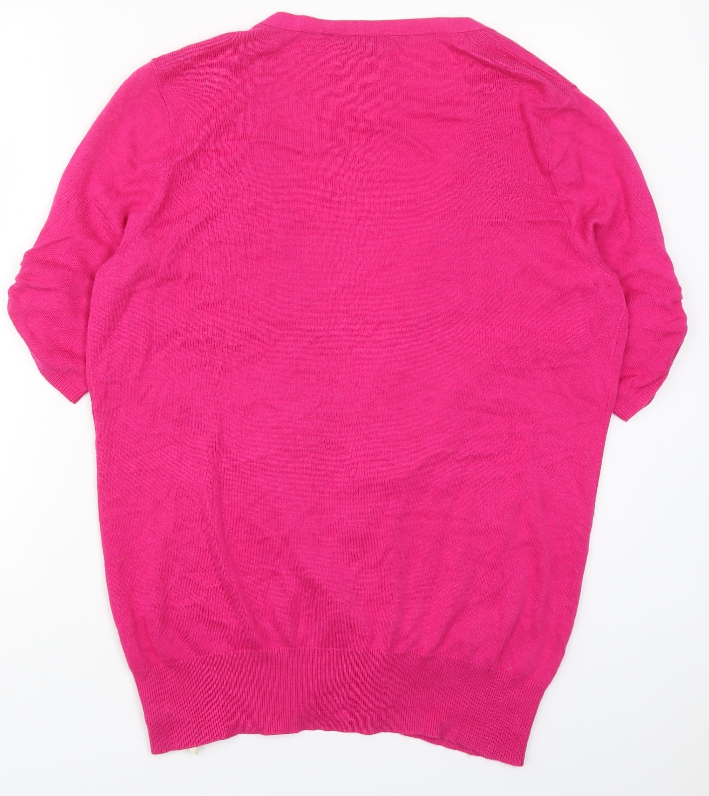 New Look Womens Pink V-Neck  Cotton Cardigan Jumper Size 18