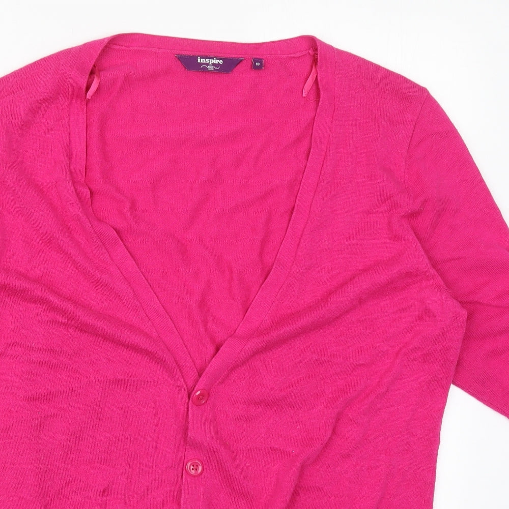 New Look Womens Pink V-Neck  Cotton Cardigan Jumper Size 18