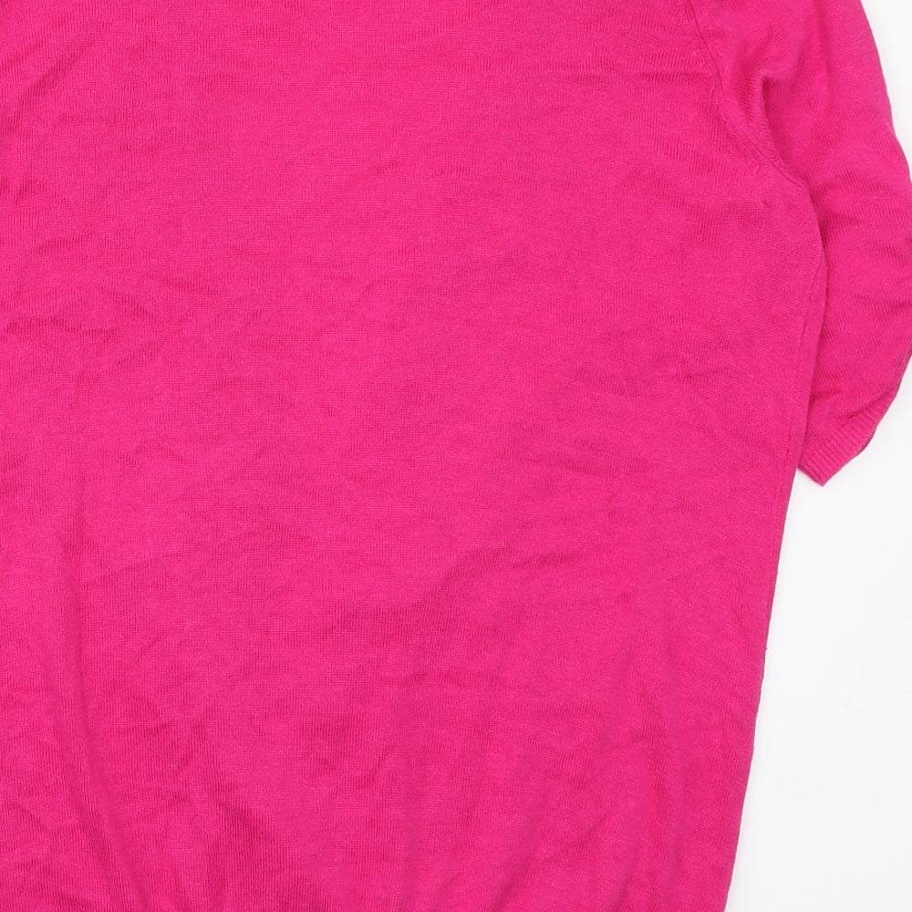 New Look Womens Pink V-Neck  Cotton Cardigan Jumper Size 18