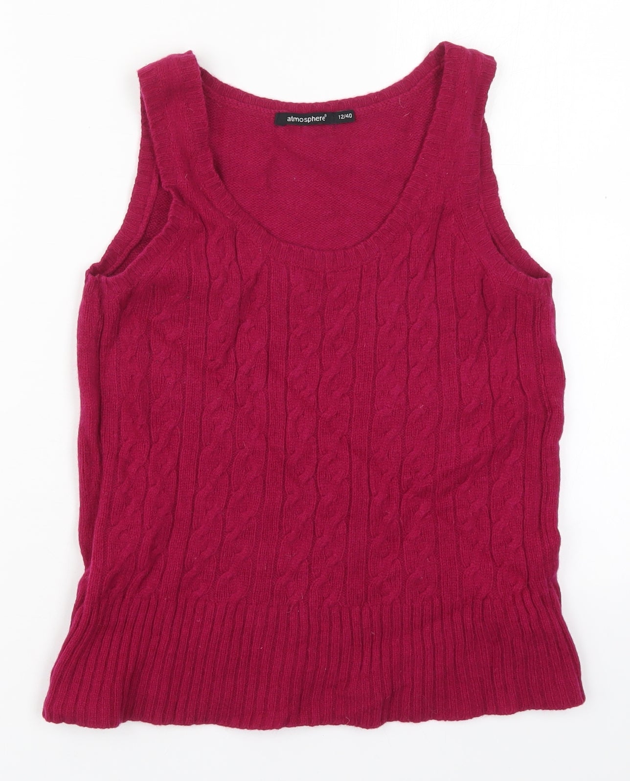Atmosphere Womens Pink Round Neck  Wool Vest Jumper Size 12