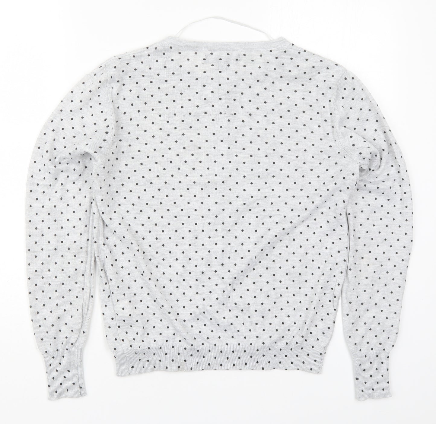Primark Womens Grey Round Neck Polka Dot Polyester Cardigan Jumper Size 10