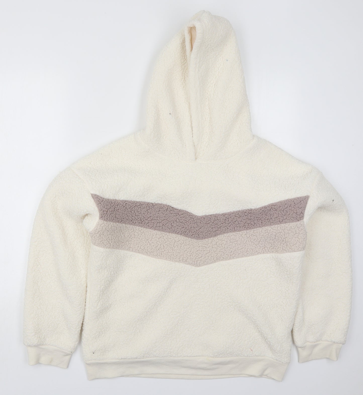 Matalan Womens White Striped Polyester Pullover Hoodie Size M
