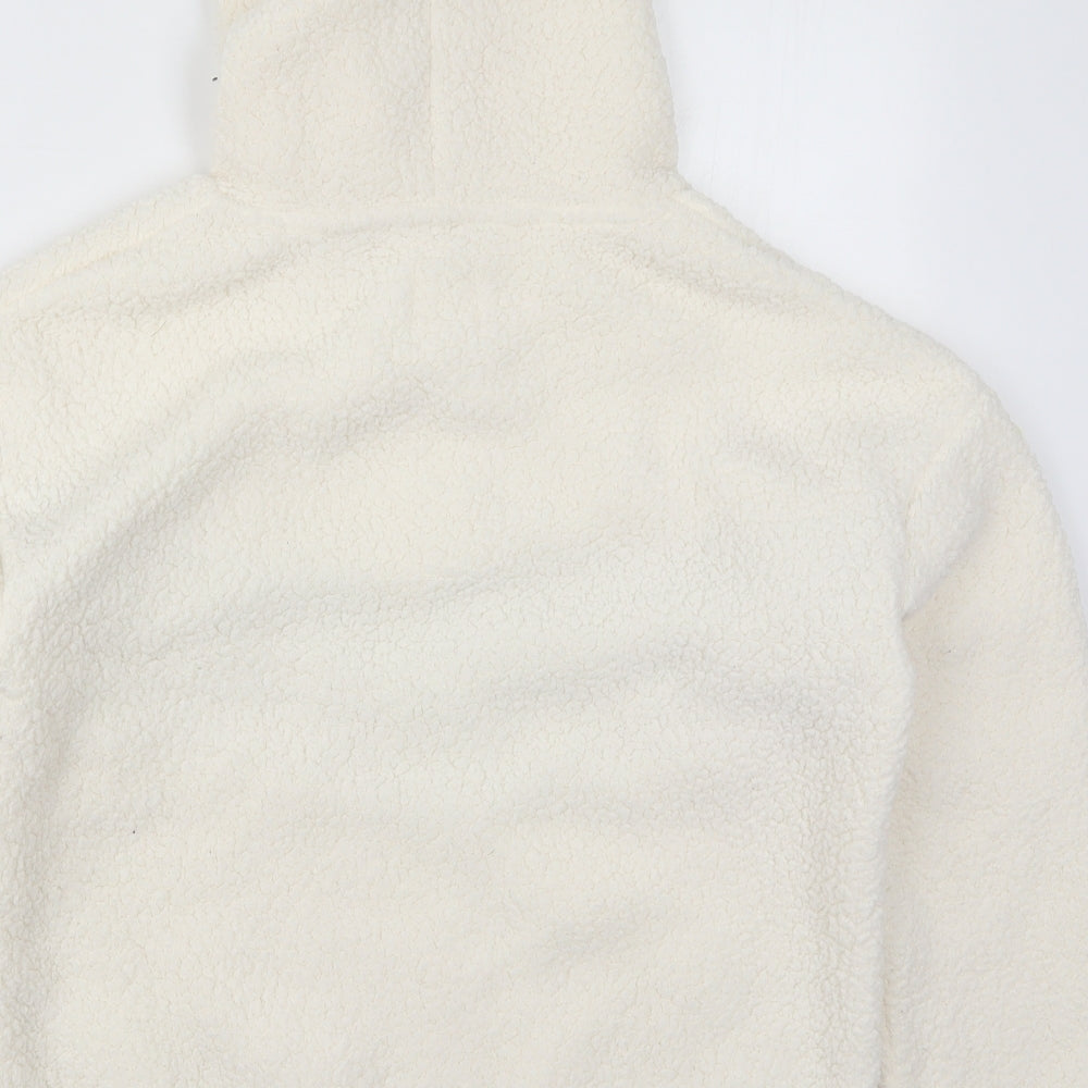 Matalan Womens White Striped Polyester Pullover Hoodie Size M