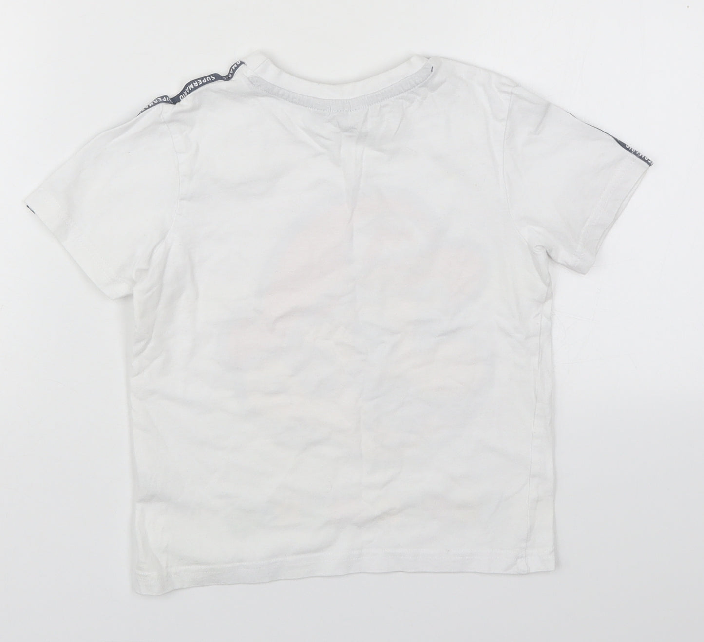 Studio Boys White  Cotton Basic T-Shirt Size 5-6 Years Crew Neck Pullover - Super Mario