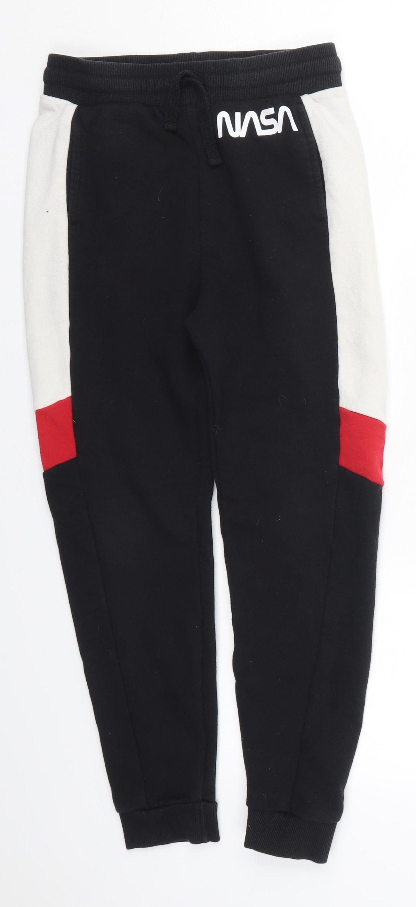 F&F Boys Black  Cotton Sweatpants Trousers Size 10-11 Years  Regular Drawstring - NASA Red