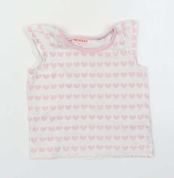 Debenhams Girls Pink Geometric Cotton Basic Tank Size 12-18 Months Round Neck Pullover - Love Hearts