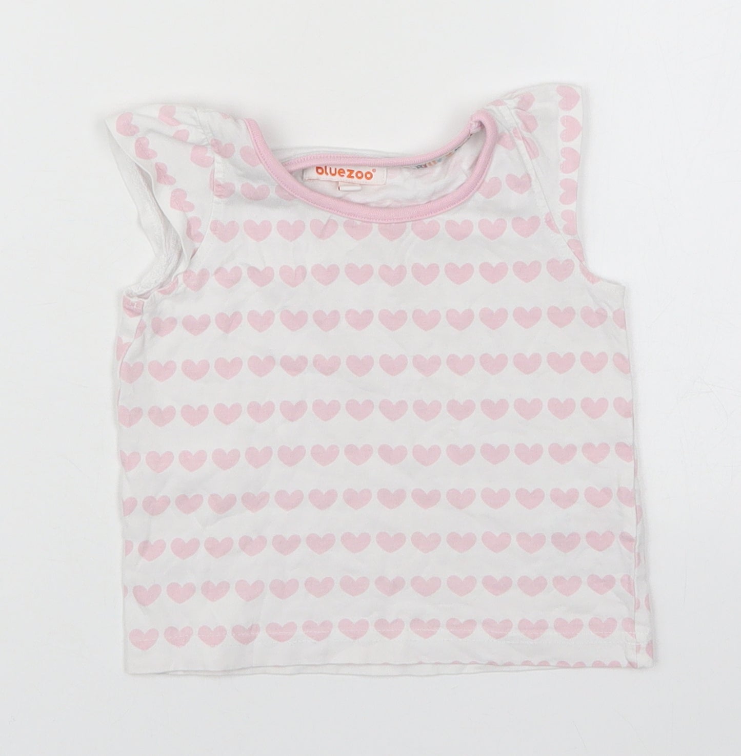 Debenhams Girls Pink Geometric Cotton Basic Tank Size 12-18 Months Round Neck Pullover - Love Hearts