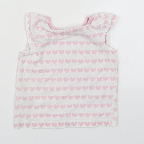 Debenhams Girls Pink Geometric Cotton Basic Tank Size 12-18 Months Round Neck Pullover - Love Hearts