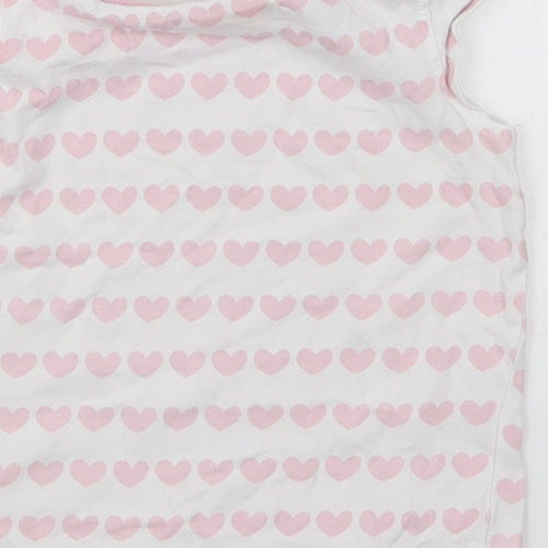 Debenhams Girls Pink Geometric Cotton Basic Tank Size 12-18 Months Round Neck Pullover - Love Hearts