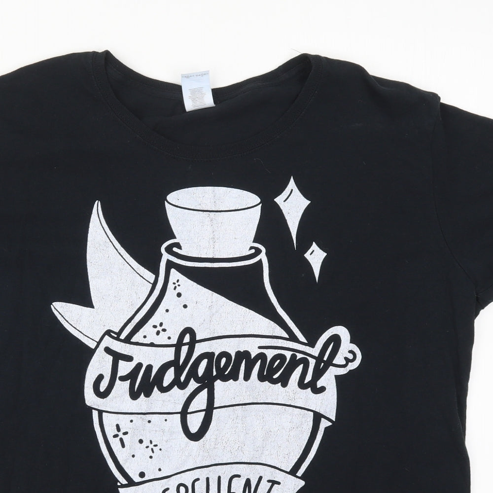 Gildan Womens Black  Cotton Basic T-Shirt Size 2XL Crew Neck - Judgement Repellent