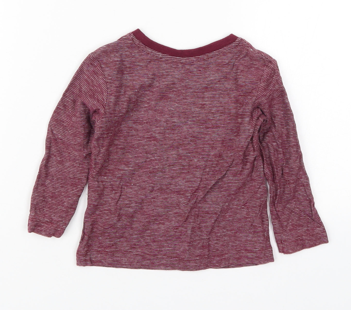 Matalan Boys Red Striped Cotton Basic T-Shirt Size 9-12 Months Round Neck Pullover