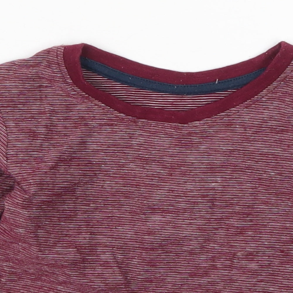 Matalan Boys Red Striped Cotton Basic T-Shirt Size 9-12 Months Round Neck Pullover