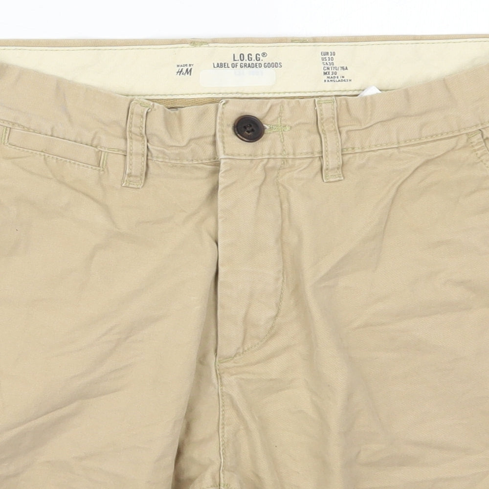 H&M Mens Beige  Cotton Bermuda Shorts Size 30 L8 in Regular Button