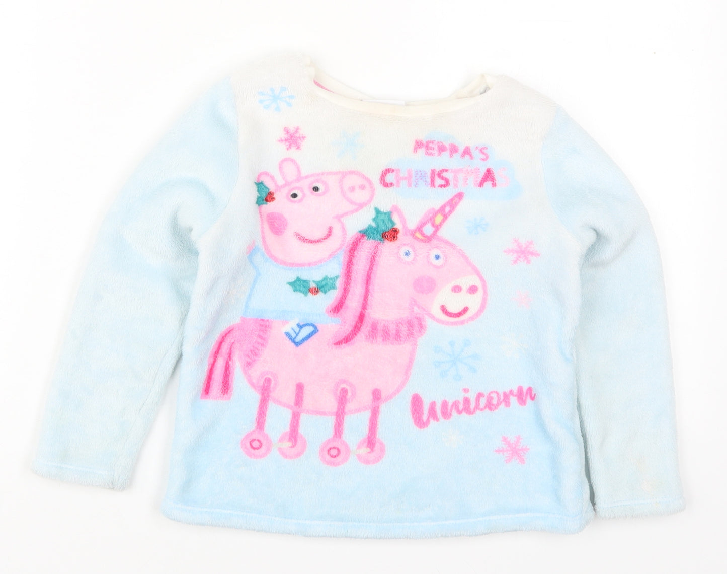 George Girls Blue Solid Polyester Top Pyjama Top Size 3-4 Years  Pullover - Peppa Pig Unicorn