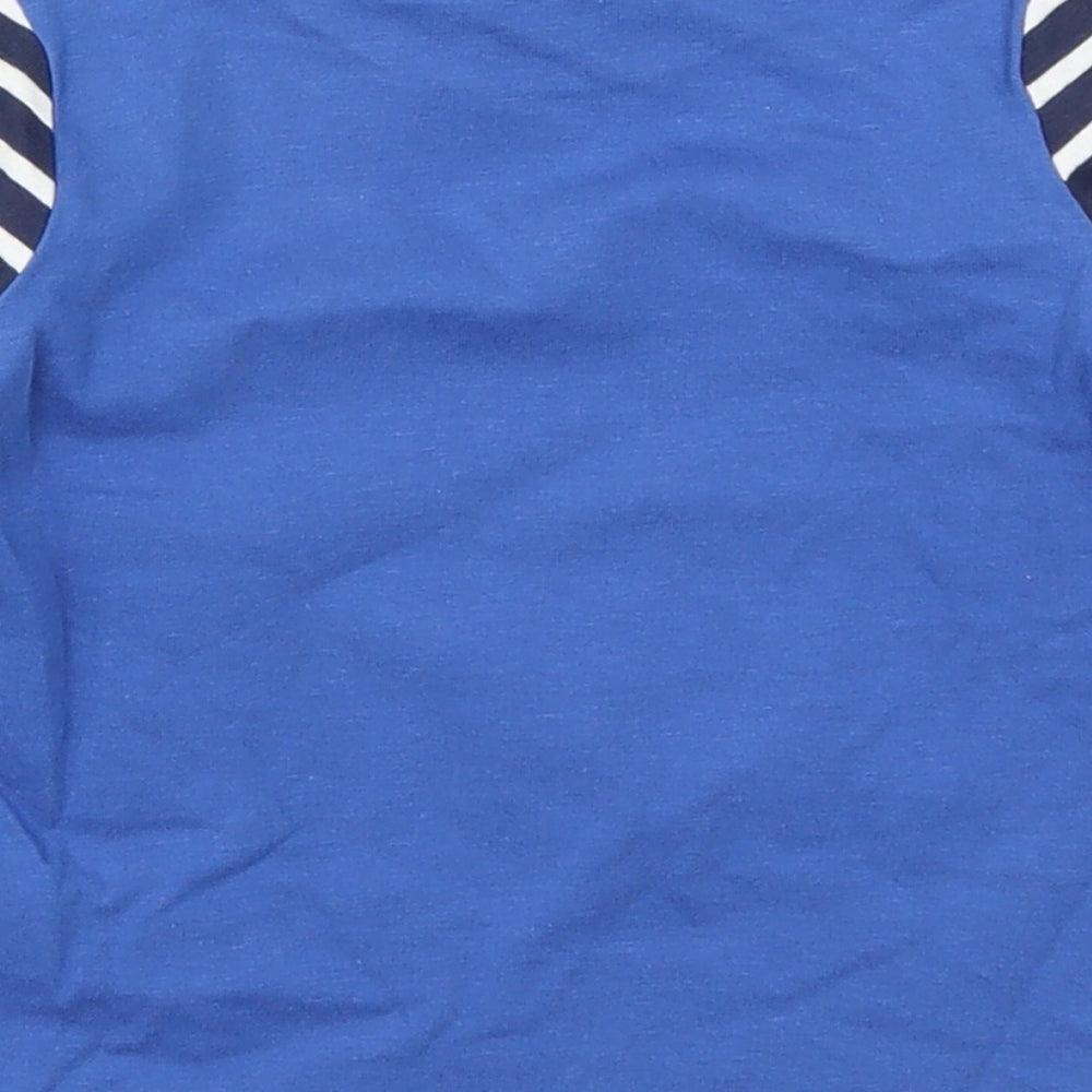 Matalan Boys Blue Striped Cotton Basic T-Shirt Size 9-12 Months Crew Neck Pullover - You Moose Be Joking