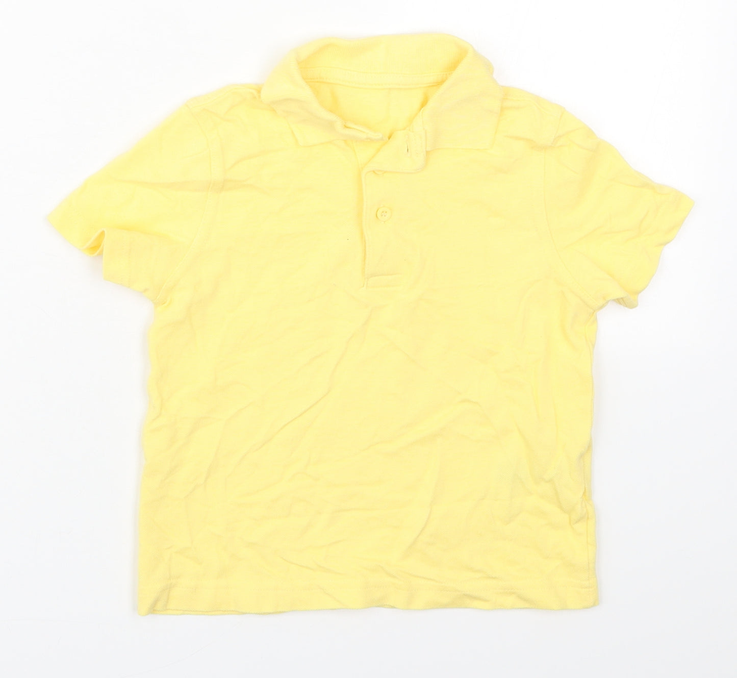George Boys Yellow  Cotton Basic Polo Size 3-4 Years Collared Pullover