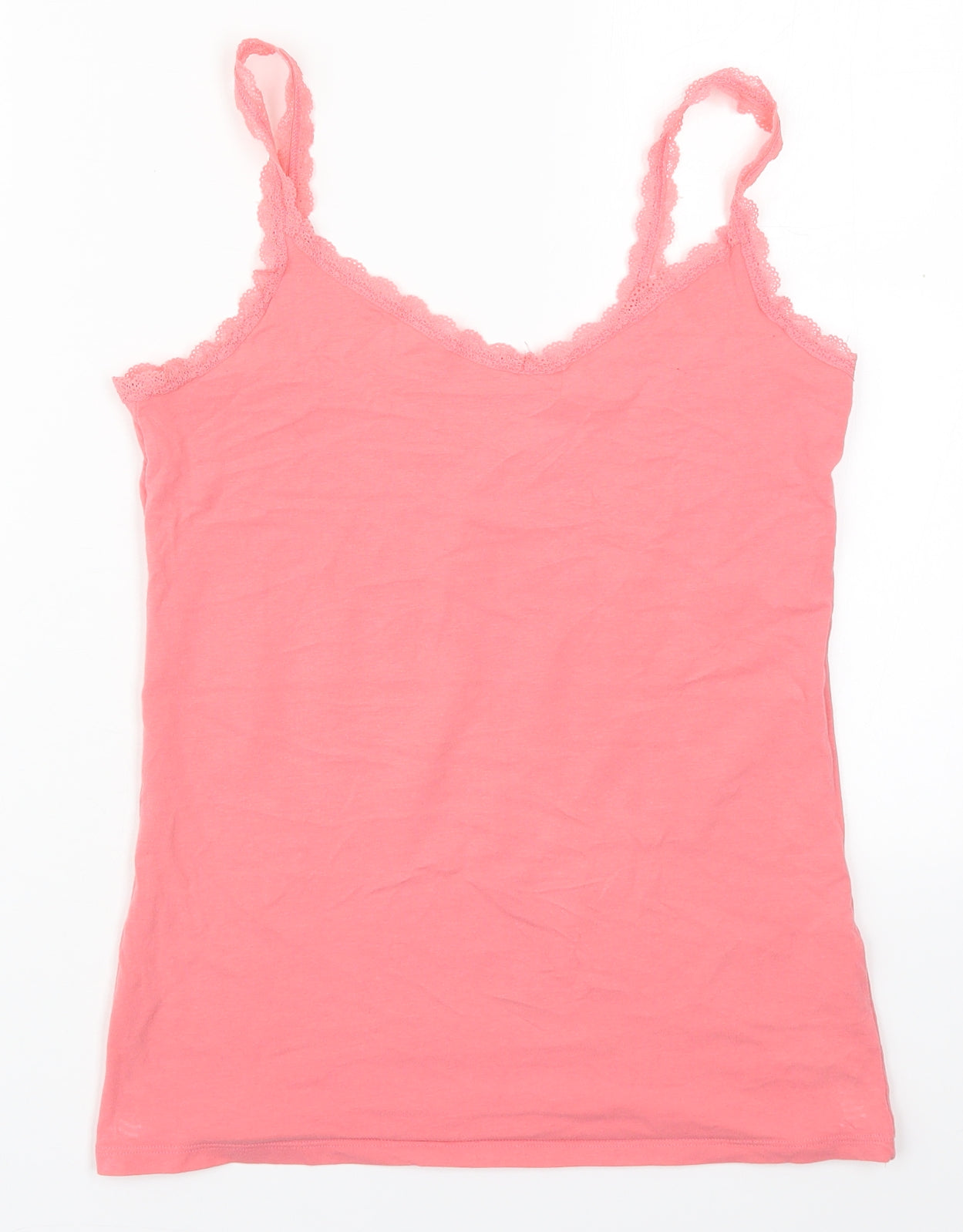 Marks and Spencer Womens Pink  Cotton Basic Tank Size 12 V-Neck