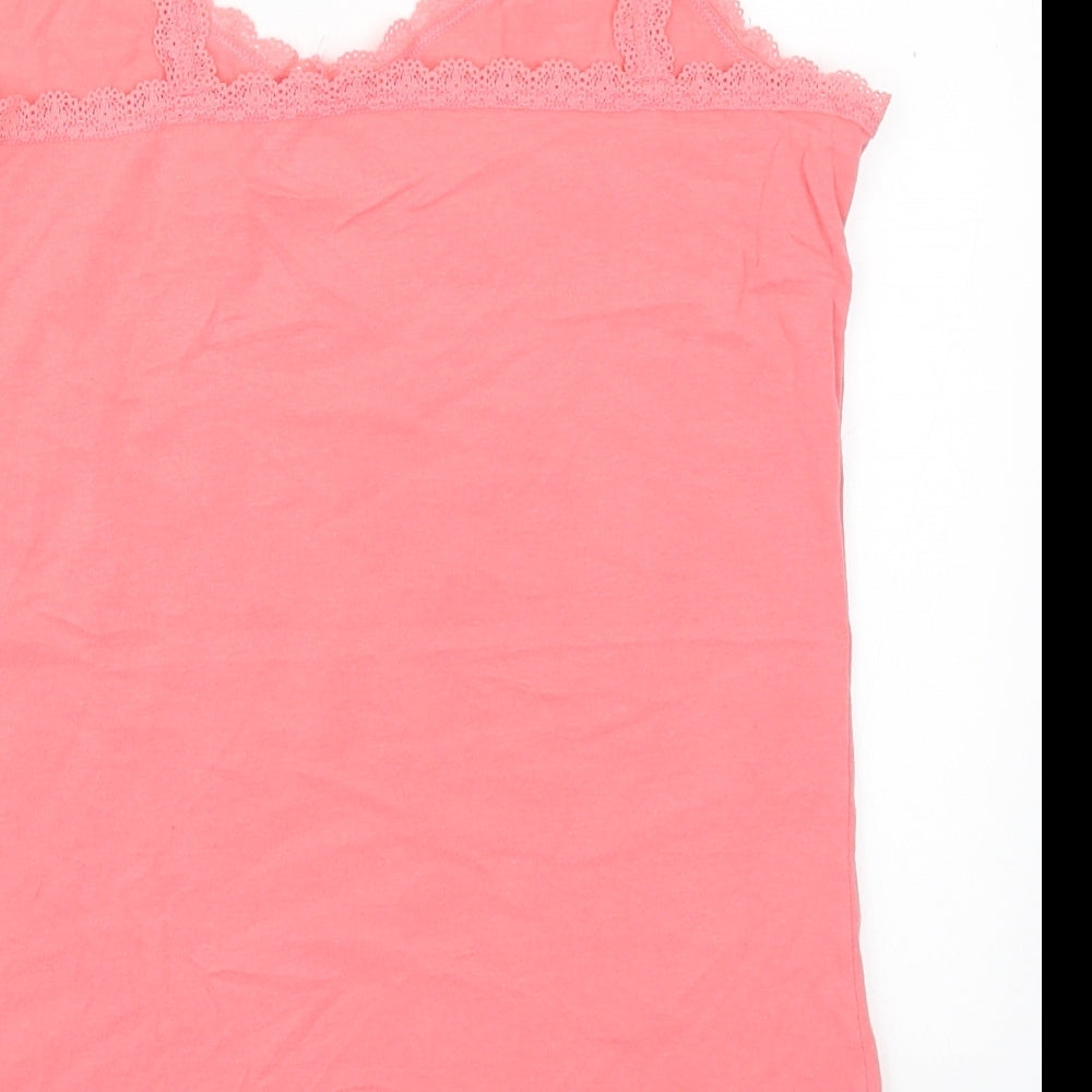 Marks and Spencer Womens Pink  Cotton Basic Tank Size 12 V-Neck