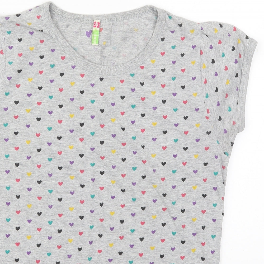 Denim Co Womens Multicoloured Geometric Cotton Basic T-Shirt Size 14 Crew Neck - Love Hearts
