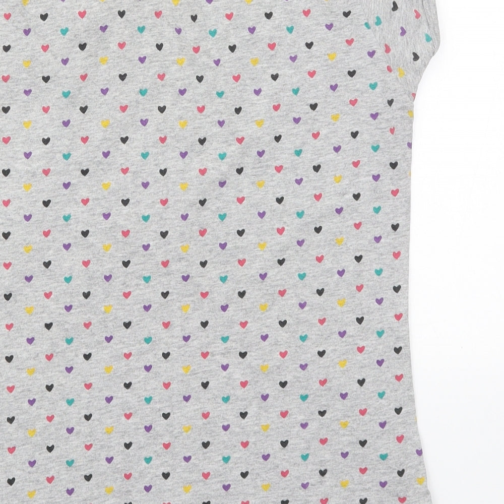 Denim Co Womens Multicoloured Geometric Cotton Basic T-Shirt Size 14 Crew Neck - Love Hearts