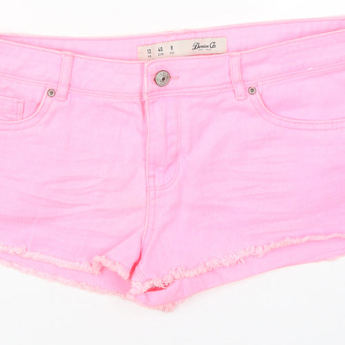 Denim Co Womens Pink  Cotton Hot Pants Shorts Size 12  Regular Button