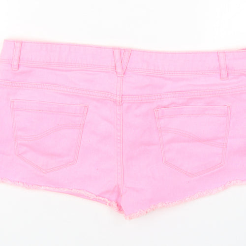 Denim Co Womens Pink  Cotton Hot Pants Shorts Size 12  Regular Button