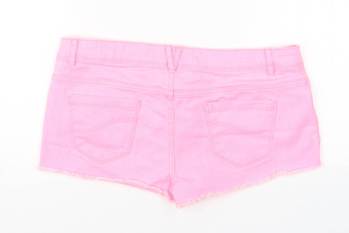 Denim Co Womens Pink  Cotton Hot Pants Shorts Size 12  Regular Button